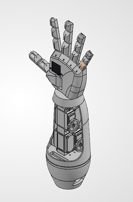 CAD assembly of the robotic hand and forearm